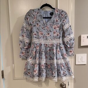 Bardot Jr. Floral Lace Trim Kids Dress - Blue and Pink.  Size 14